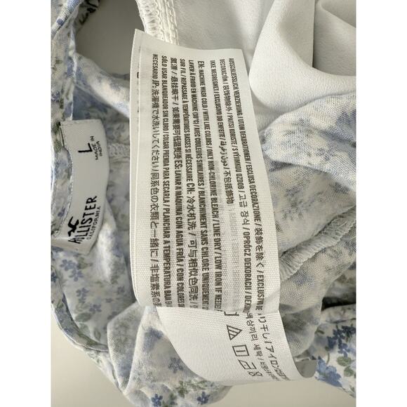 Hollister Blue Floral Milkmaid, Cottagecore Boho‎ Ruffle Sleeve Peplum - Picture 7 of 11